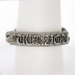 Chrome Hearts 2003 Silver 10ctw Diamond Heavy Cuban Link Fu*k You ID Bracelet