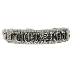 Chrome Hearts 2003 Silver 10ctw Diamond Heavy Cuban Link Fu*k You ID Bracelet