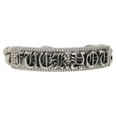 Chrome Hearts 2003 Silver 10ctw Diamond Heavy Cuban Link Fu*k You ID Armband