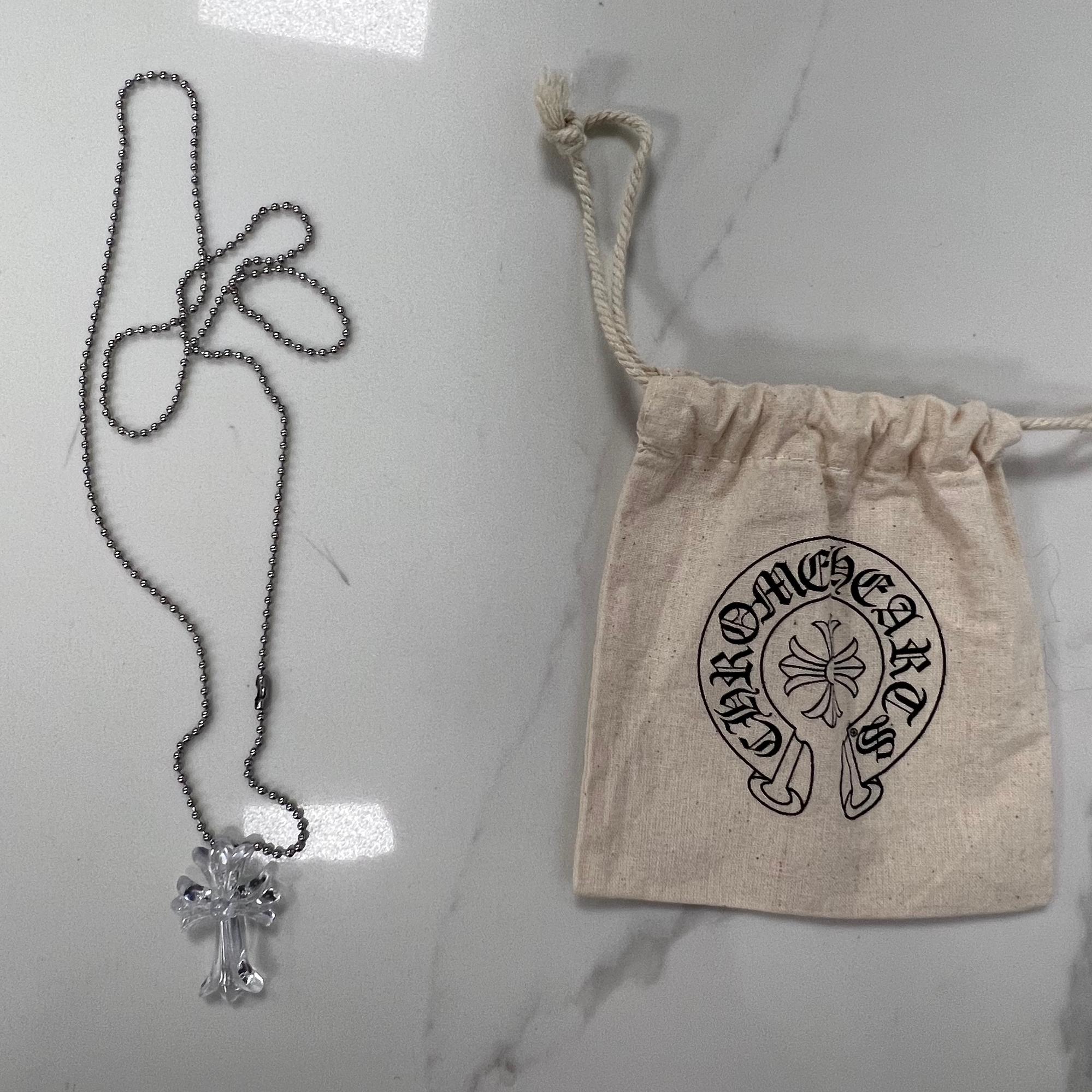 clear chrome hearts necklace