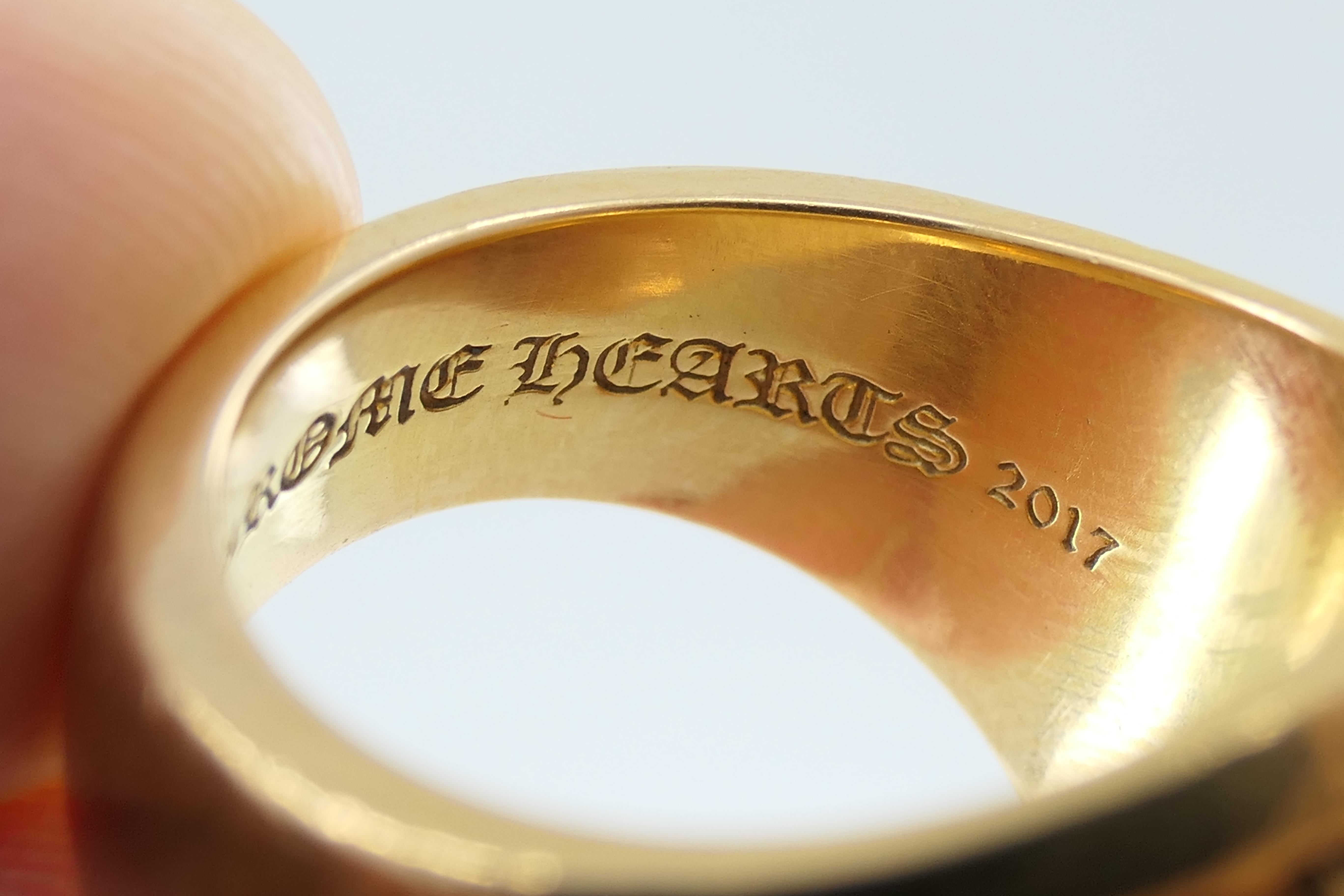 Women's or Men's Chrome Hearts 22k Gold Matty Boy Heart Ring 2017