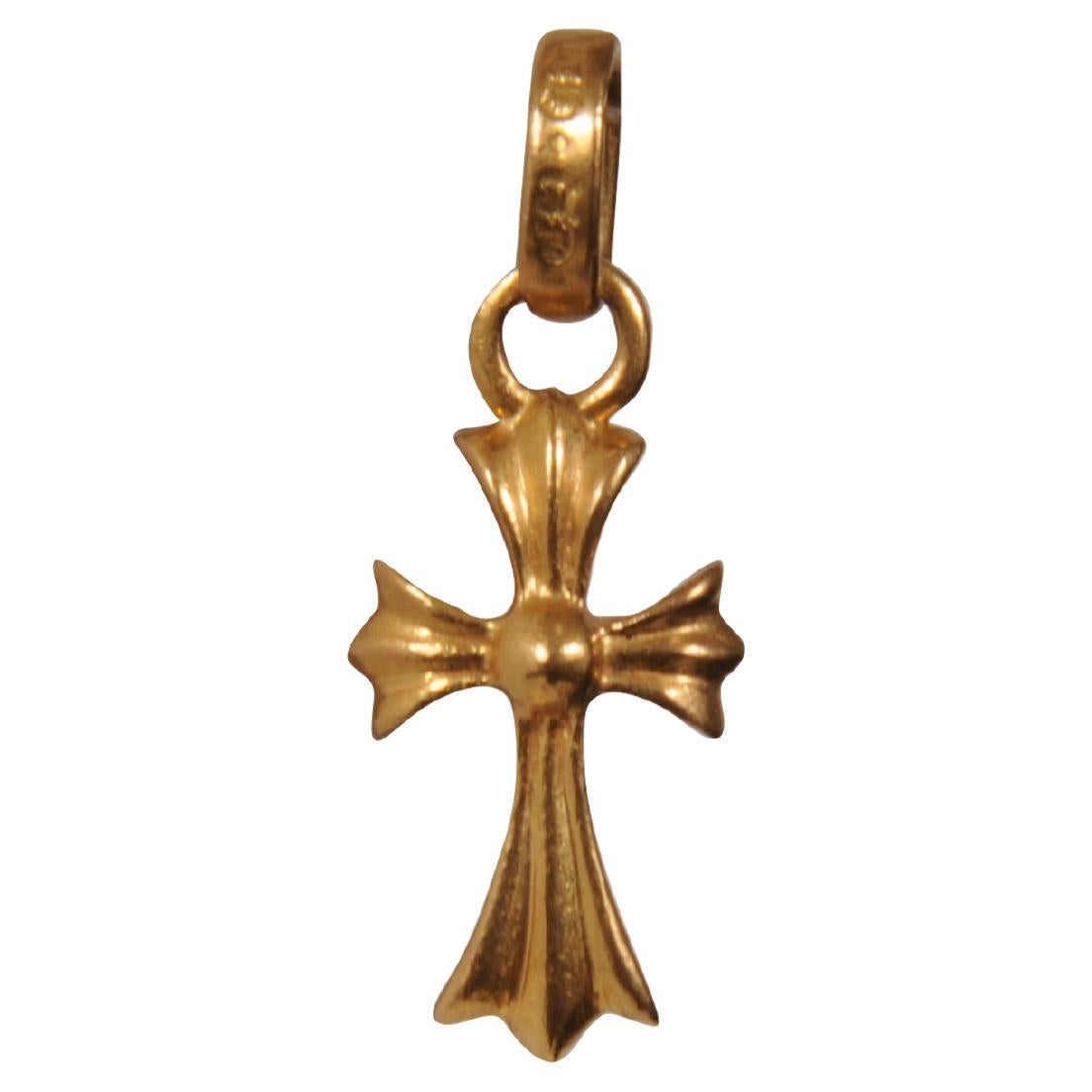 Chrome Hearts 22k Yellow Gold Baby Fat Cross Charm Necklace Pendant Bail For Sale