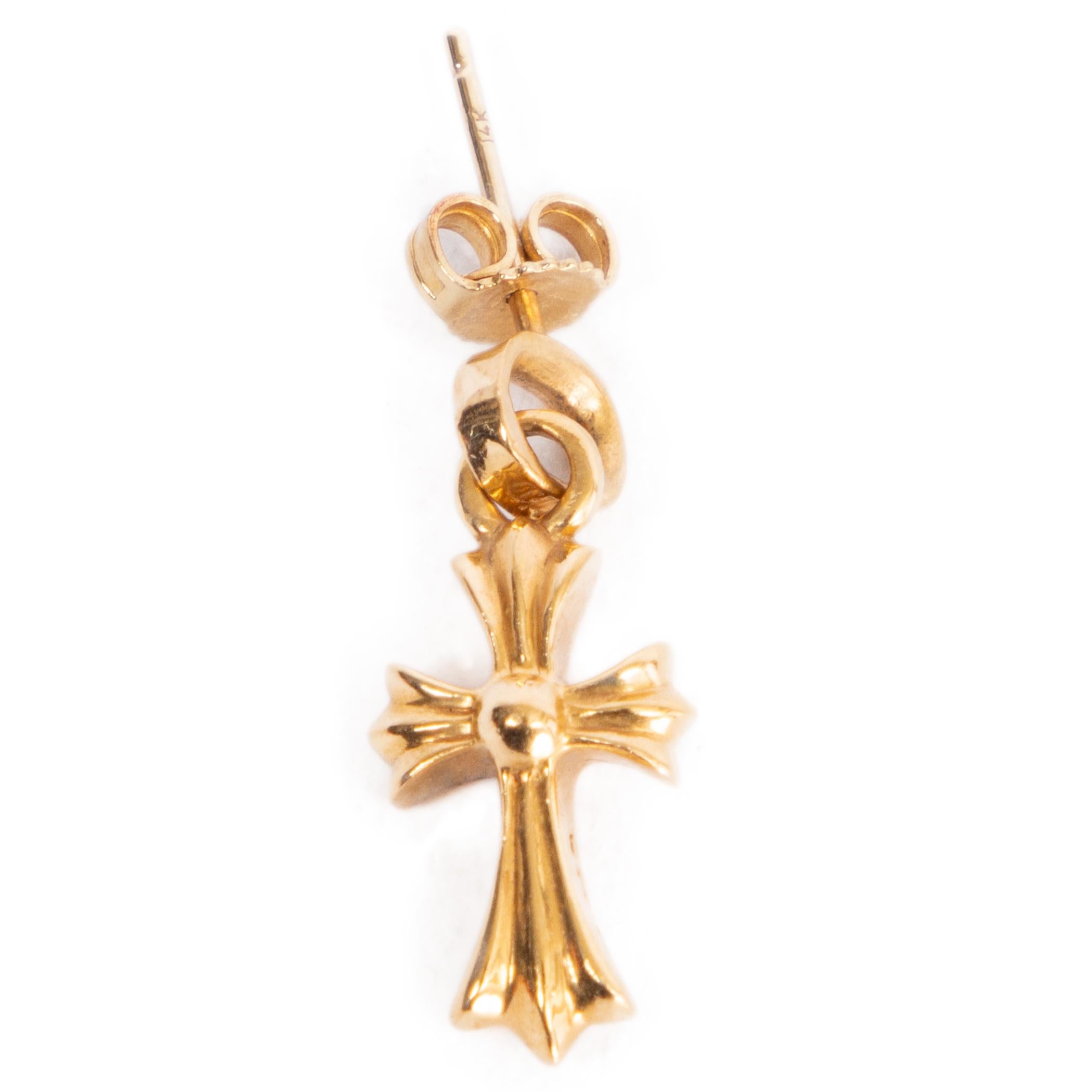 CHROME HEARTS 22K yellow gold BABY FAT CROSS Dangle Earring CHROME HEARTS 22K yellow gold BABY FAT CROSS Dangle Earring