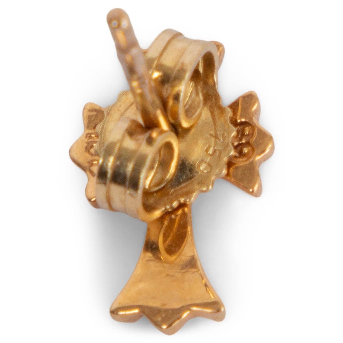 Women's CHROME HEARTS 22K yellow gold TINY BABY FAT CROSS STUD Earring
