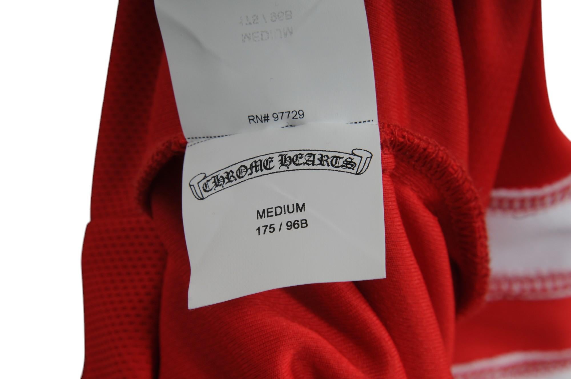 Chrome Hearts 33 Matty Boy Hockey Jersey LS Medium Red Chomper Mouth CH Logo en vente 5