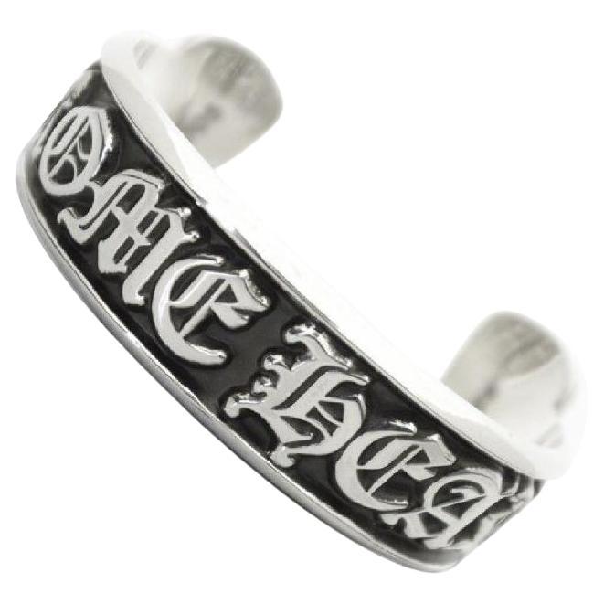Chrome Hearts #79 Scroll Label Cuff Silver Bracelet 90.18G For Sale