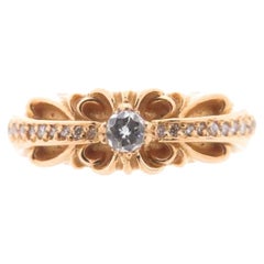 Chrome Hearts Baby Classic Floral Cross Pave Diamond 22 Karat Gold Ring