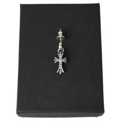 Chrome Hearts Baby Fat Cross Pave Diamond Earring Silver