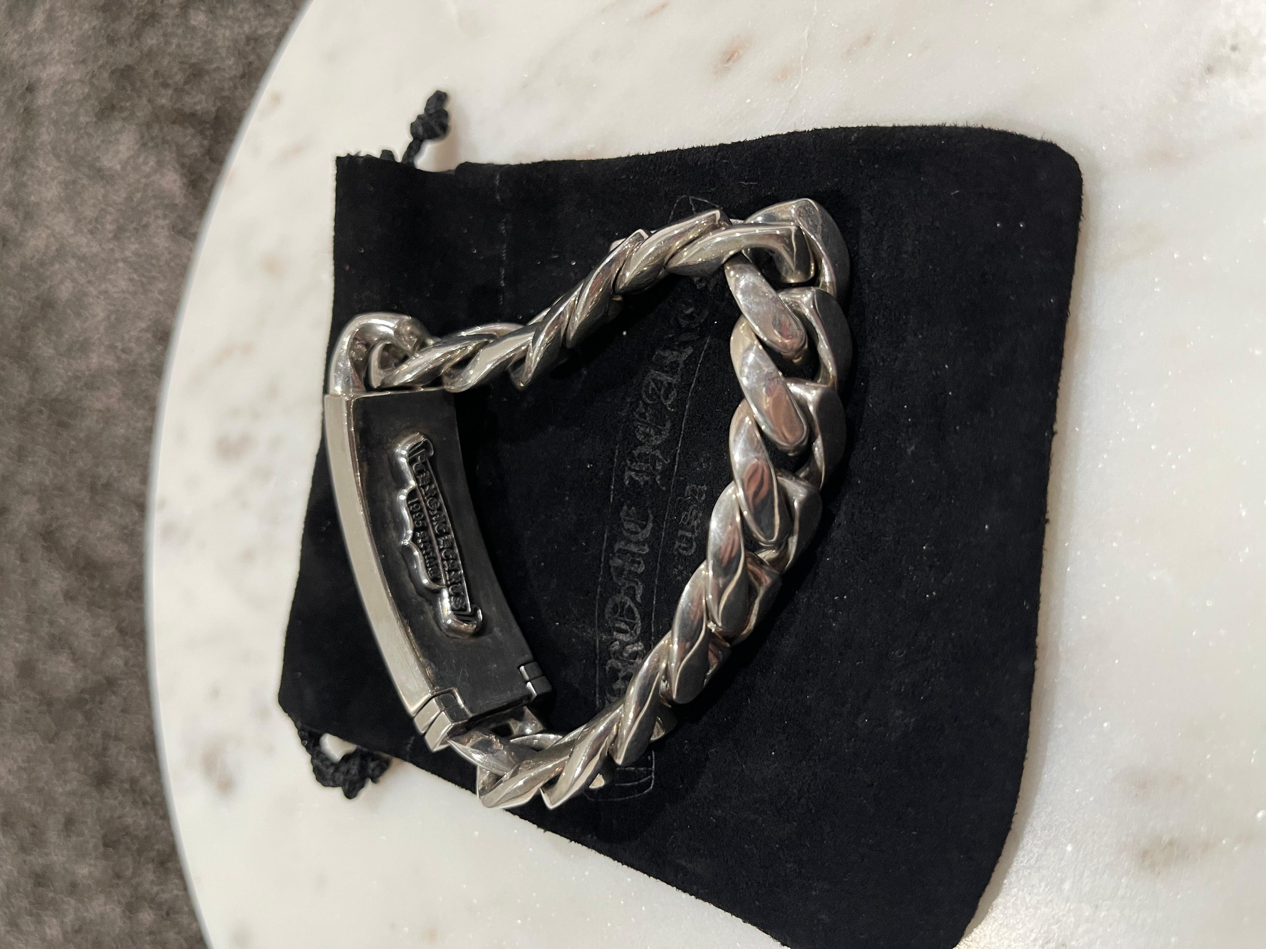 Chrome Hearts Big Cuban Dagger ID Silver Bracelet
Brand new w/ box and dust bag
Meaurements are pictured
Rare Chrome Hearts Heart Dagger Bracelet.

Well below retail price!