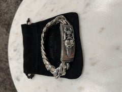 Chrome Hearts Big Cuban Heart Dagger ID Silver Bracelet