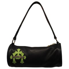 Borsetta Chrome Hearts con manici in pelle nera e verde fluo