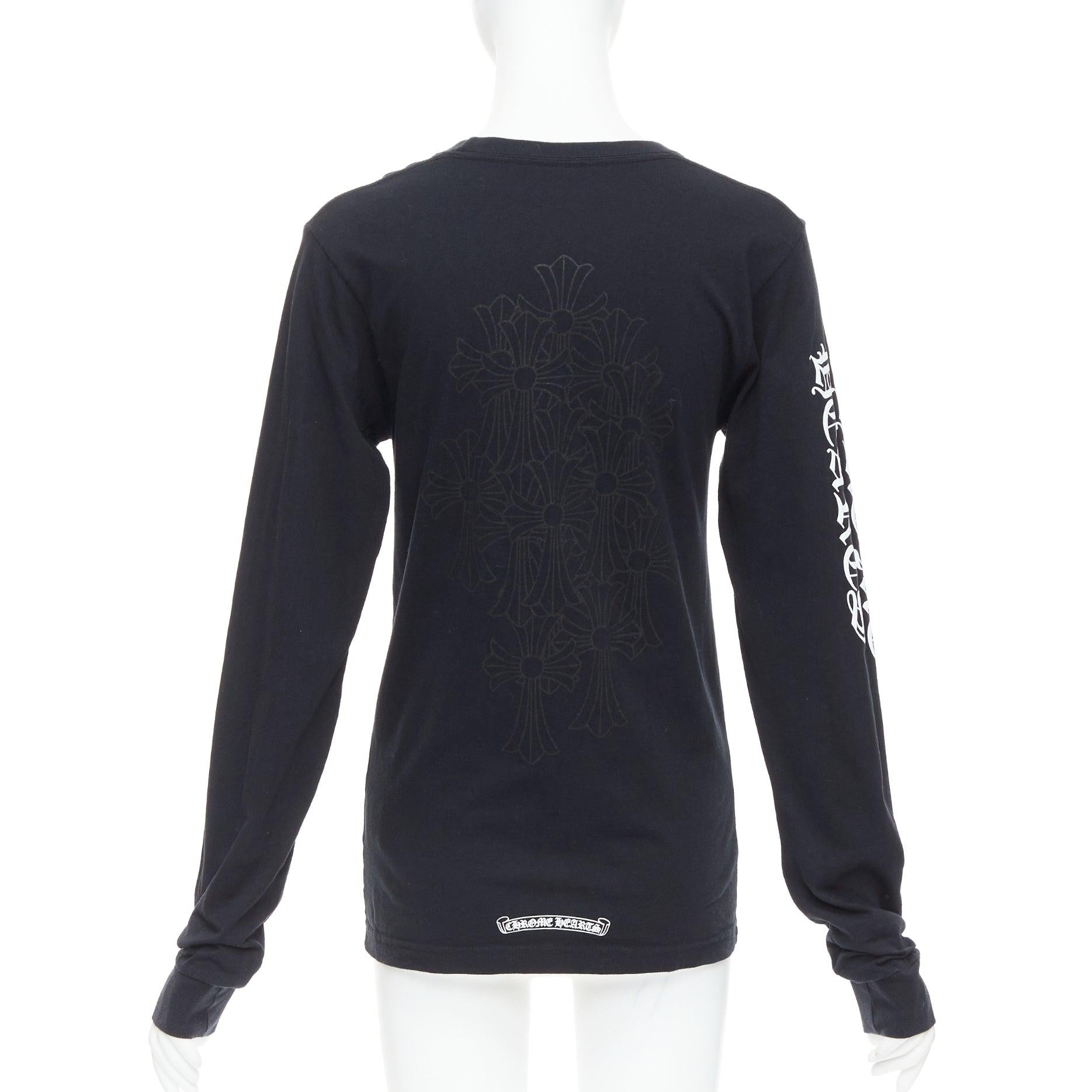 De las mujeres CHROME HEARTS camiseta manga larga algodón negro blanco cruces logo S en venta