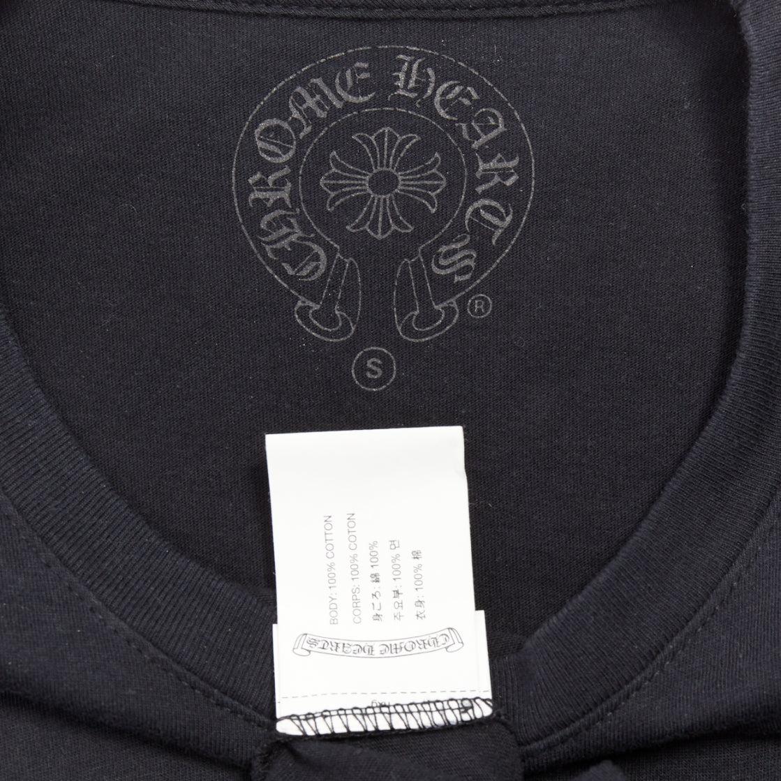 CHROME HEARTS camiseta manga larga algodón negro blanco cruces logo S en venta 3