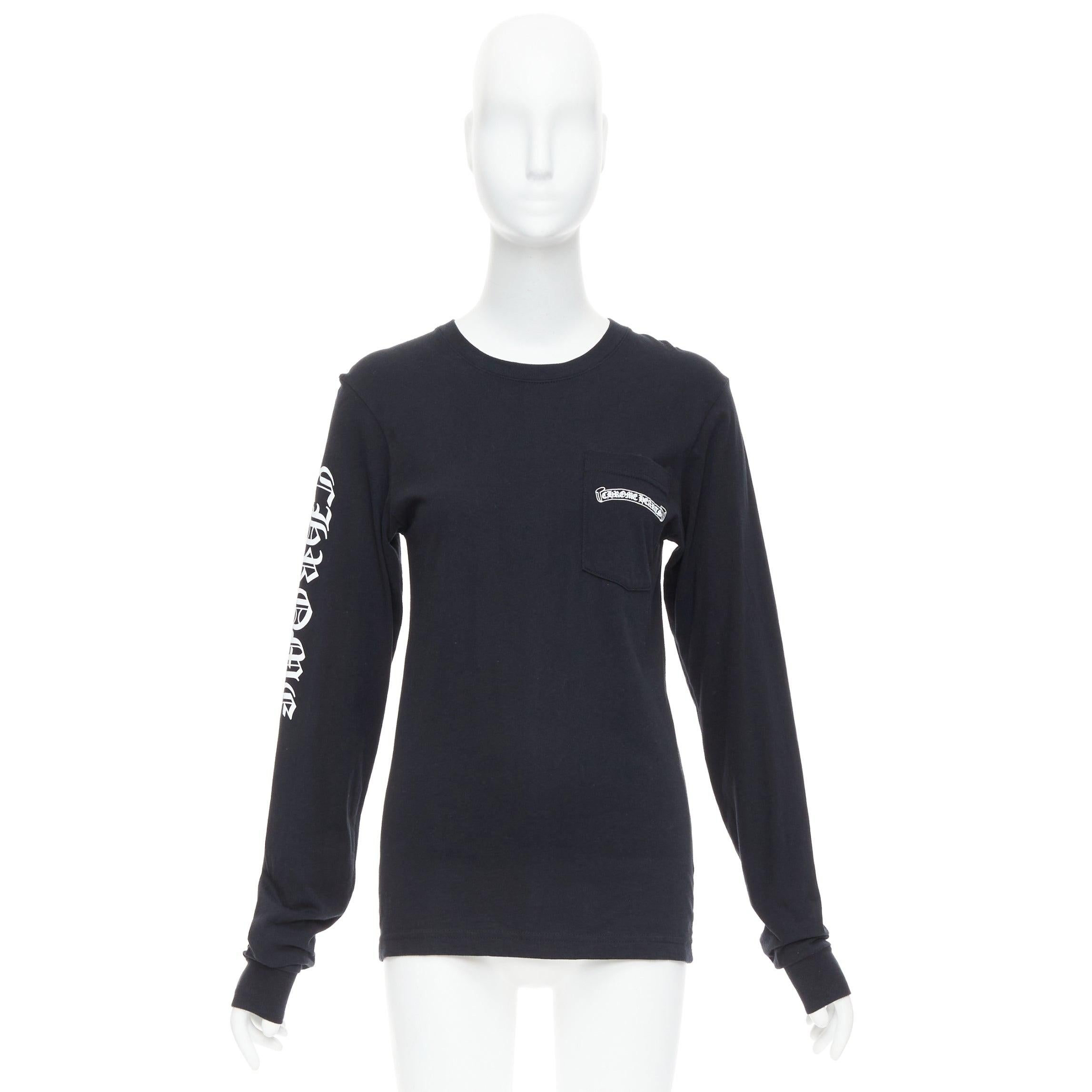 CHROME HEARTS camiseta manga larga algodón negro blanco cruces logo S en venta 4