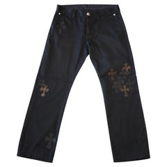 Chrome Hearts black denim black and camouflage cross pants size 34