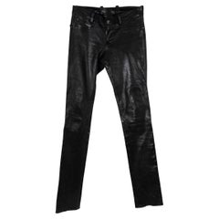 CHROME HEARTS nero con bordi ricamati in pelle STRETCH Pantaloni 34 XS CHROME HEARTS nero con bordi ricamati in pelle STRETCH Pantaloni 34 XS