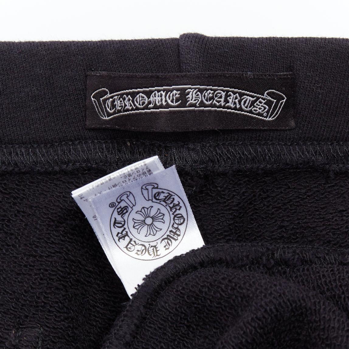 CHROME HEARTS black leather crucifix cross patch cotton bermuda shorts M For Sale 3