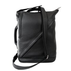 Chrome Hearts Black Leather Double Sided Sling Backpack