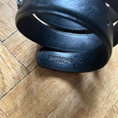 Chrome Hearts Black Leather Sterling Silver Buckle Belt