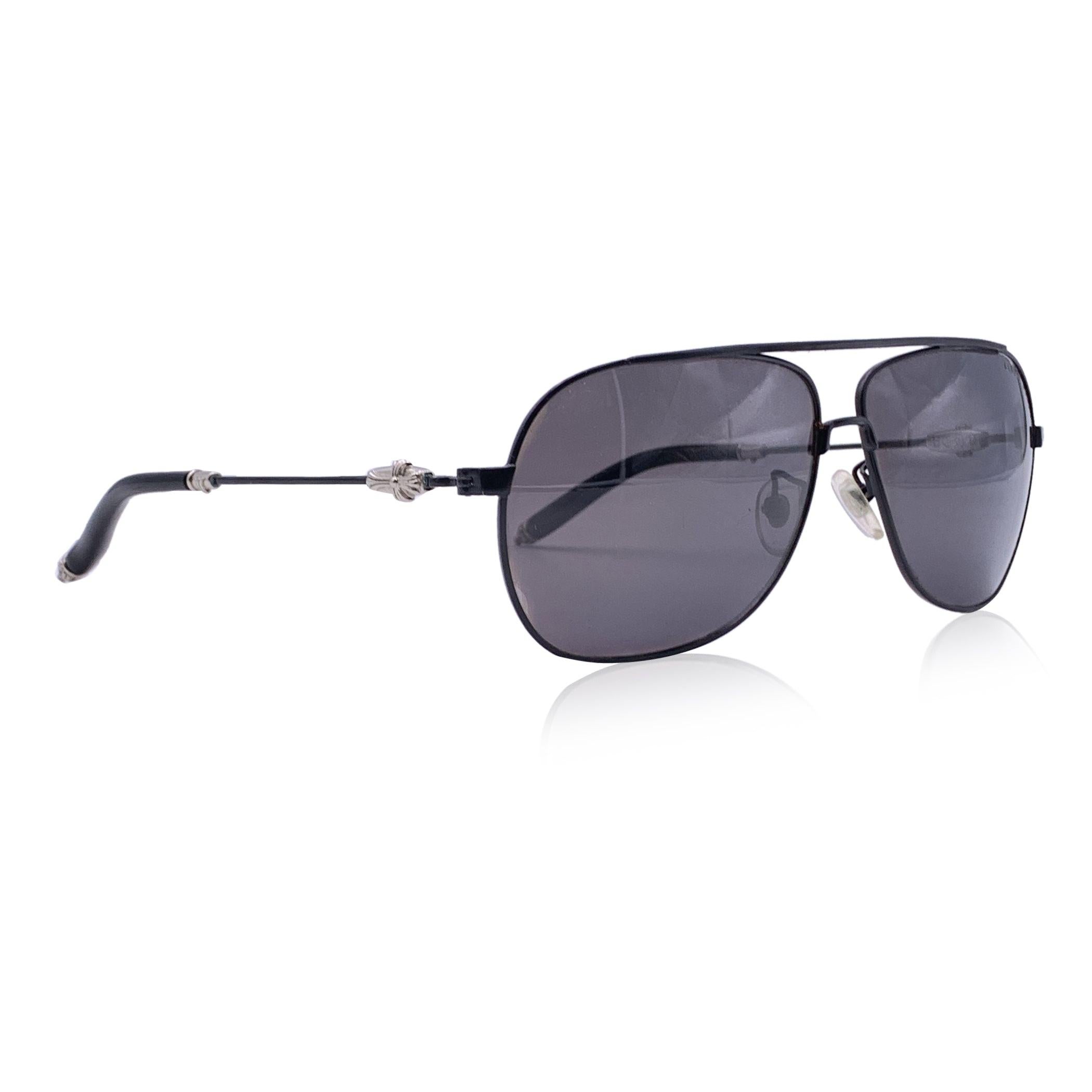 Chrome Hearts Sunglasses, Model Kufannawi 2. Black metal aviator frame. Silver metal detailing. Original gray lenses. Size: 61/15 - 140mm. Made in Japan Condition A - EXCELLENT Gently used. Please check the photos carefully and ask if you need to