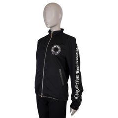CHROME HEARTS black polyester LEATHER TRIM MESH TRACK Jacket S