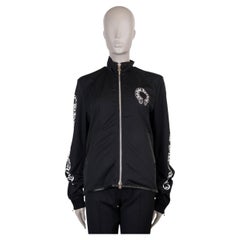 CHROME HEARTS black polyester LEATHER TRIM MESH TRACK Jacket S