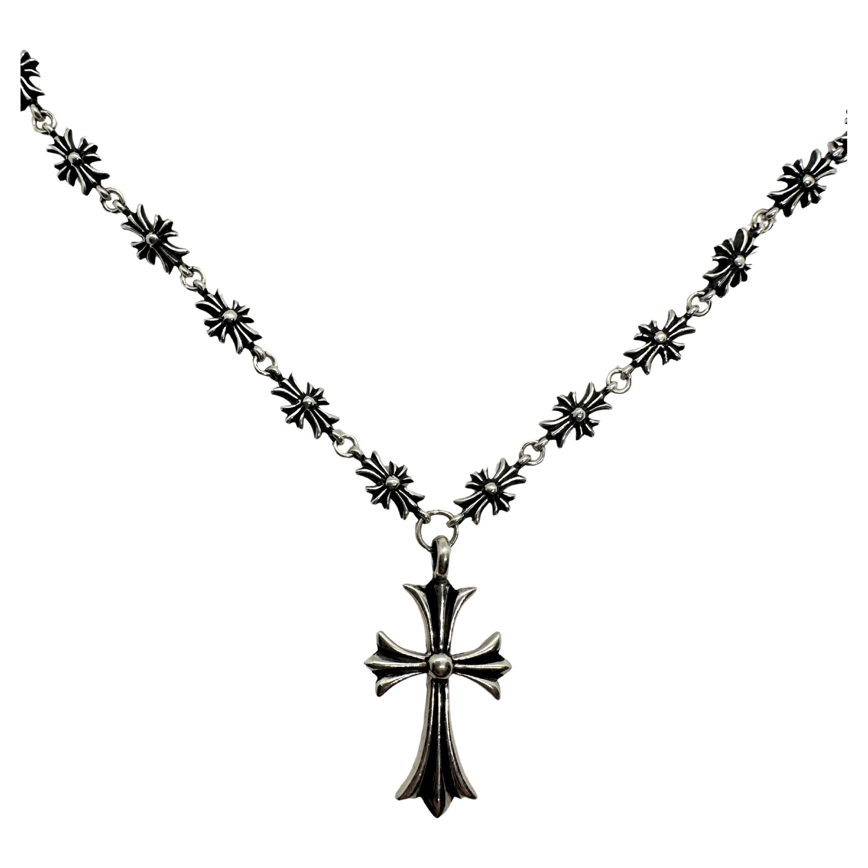 Collana con ciondolo e croce Chrome Hearts in argento sterling nero A. Link in vendita