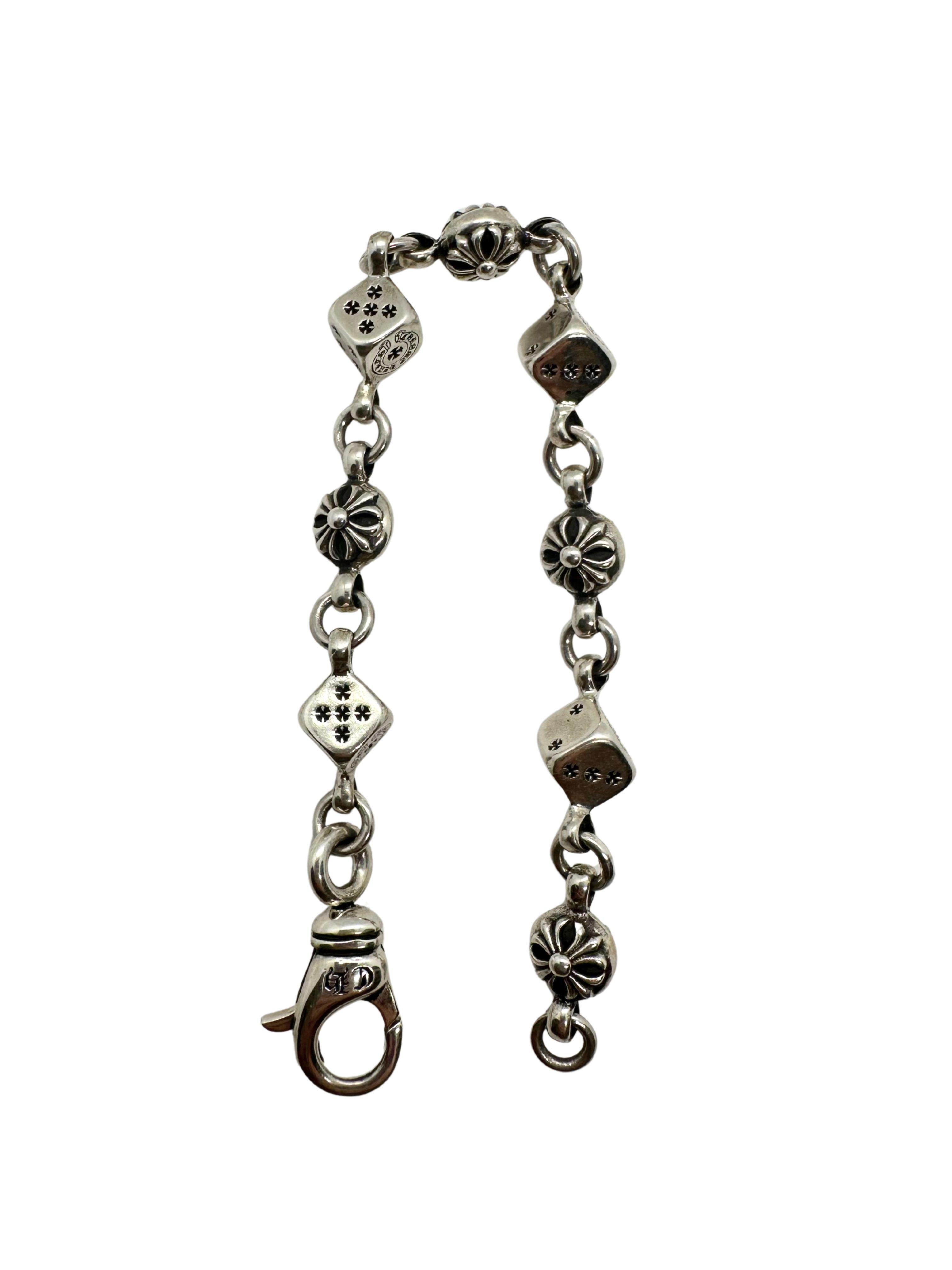 Moderno Bracciale Charm Chrome Hearts in argento sterling nero con croce a dadi rotanti in vendita