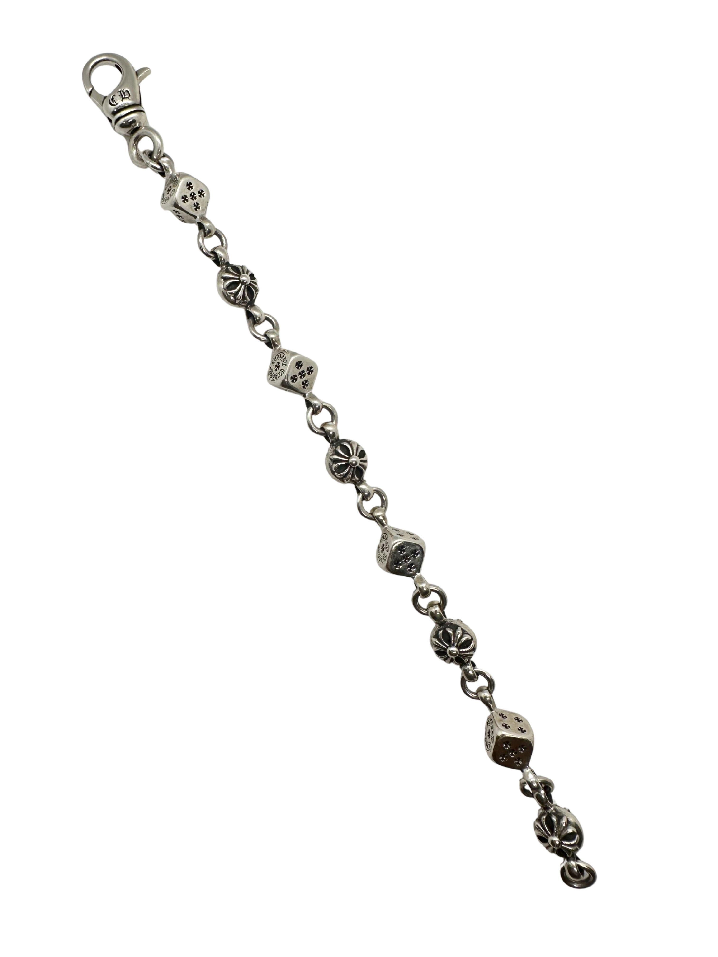 Bracciale Charm Chrome Hearts in argento sterling nero con croce a dadi rotanti In condizioni buone in vendita a Fairfax, VA