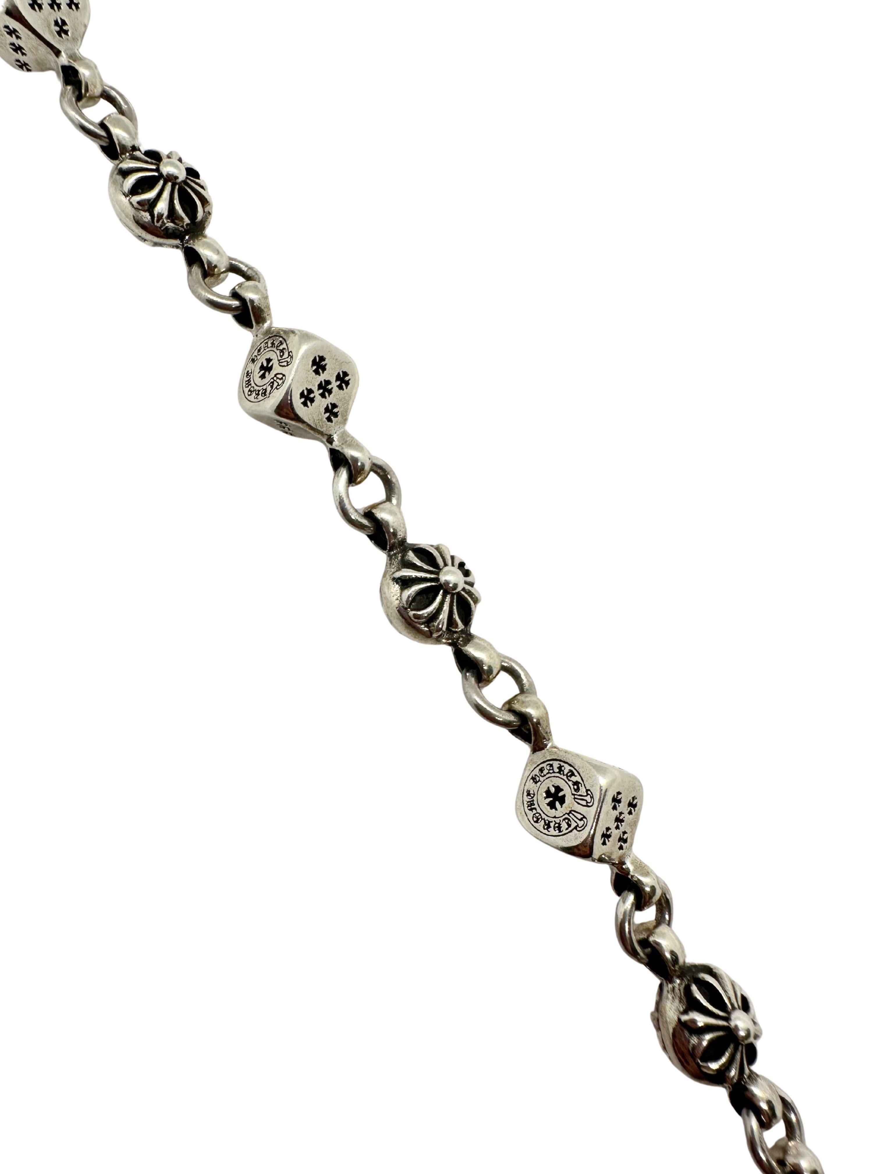 Bracciale Charm Chrome Hearts in argento sterling nero con croce a dadi rotanti in vendita 1