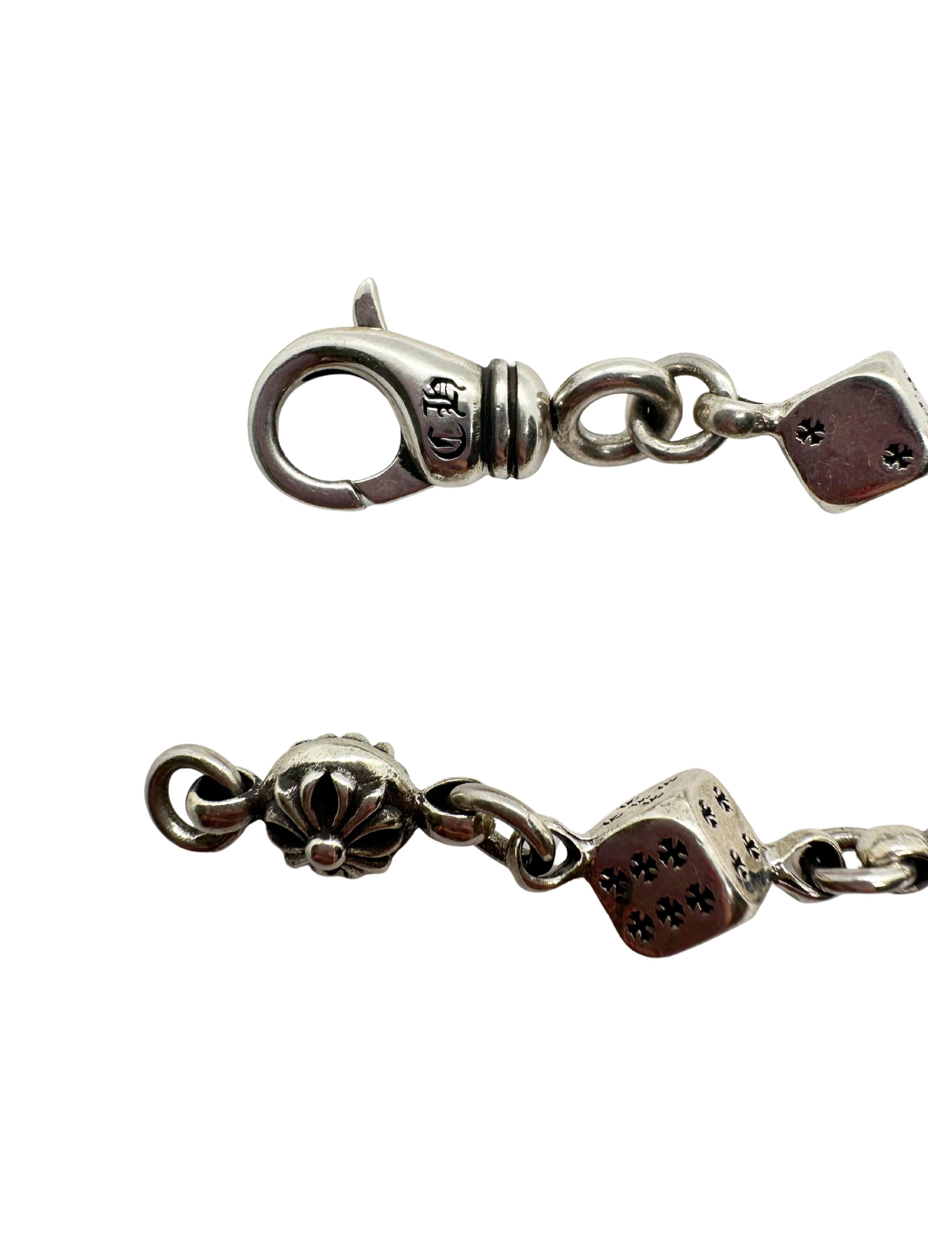 Bracciale Charm Chrome Hearts in argento sterling nero con croce a dadi rotanti in vendita 2