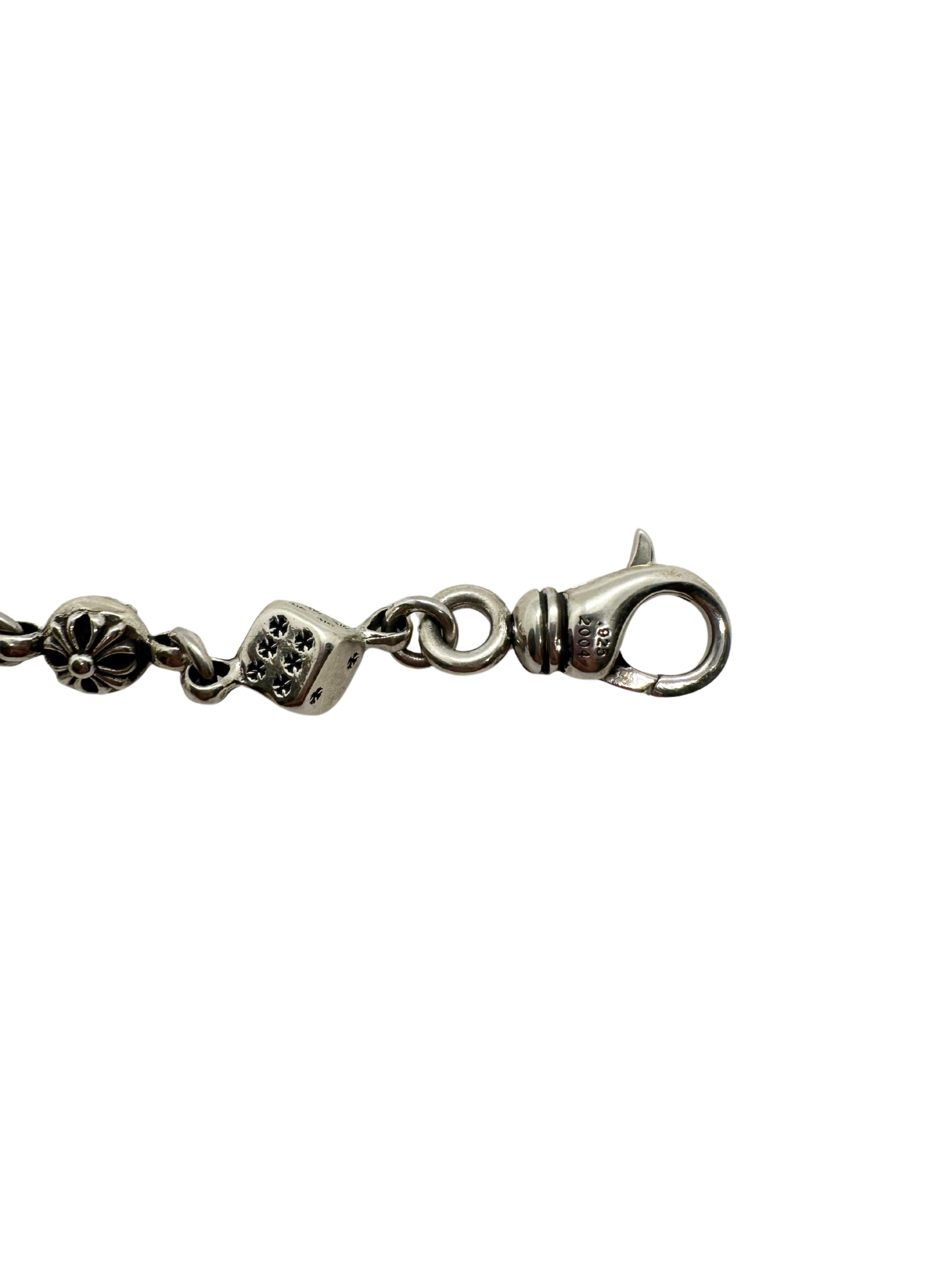 Bracciale Charm Chrome Hearts in argento sterling nero con croce a dadi rotanti in vendita 3