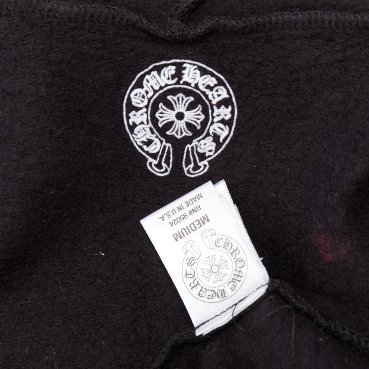 CHROME HEARTS black Triple Cemetery Cross CH print cropped hoodie M For Sale 4