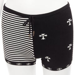 Short garçon tricoté CHROME HEARTS noir blanc croix argent cloche XS