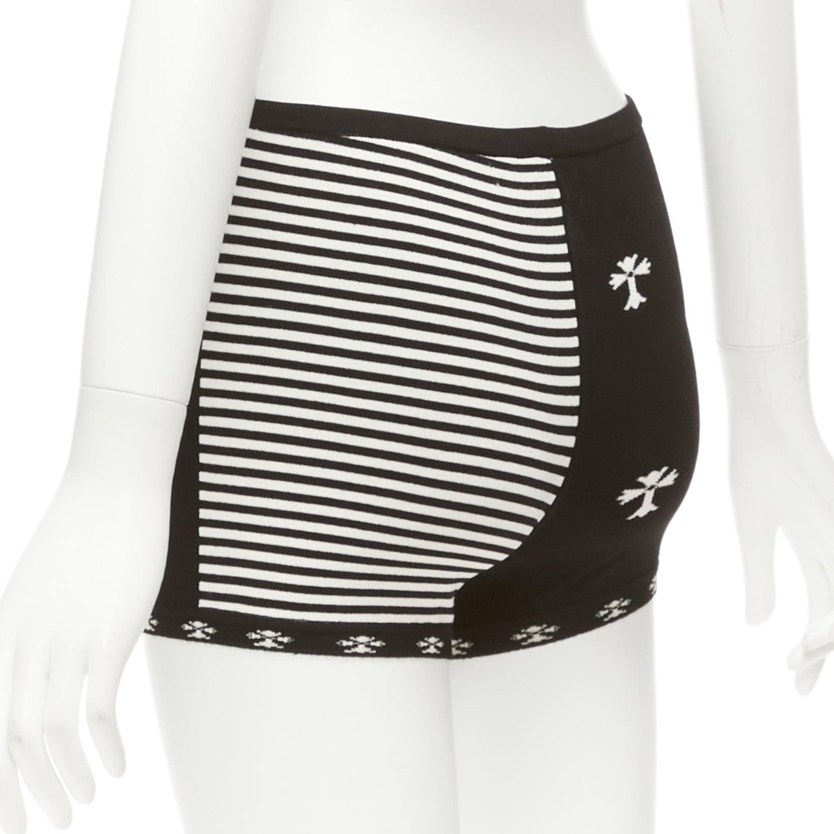 CHROME HEARTS black white cross silver bell knitted boy shorts XS For Sale 2