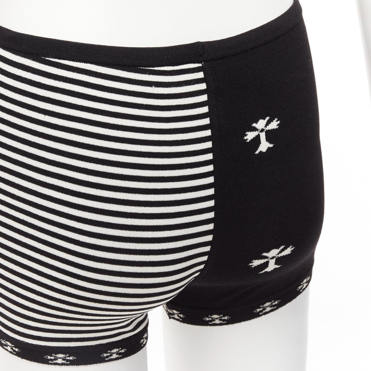 CHROME HEARTS black white cross silver bell knitted boy shorts XS For Sale 3