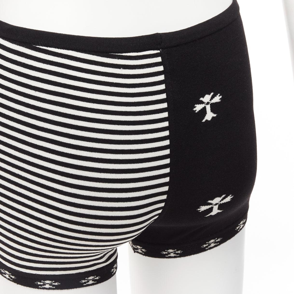 CHROME HEARTS black white cross silver bell knitted boy shorts XS 3