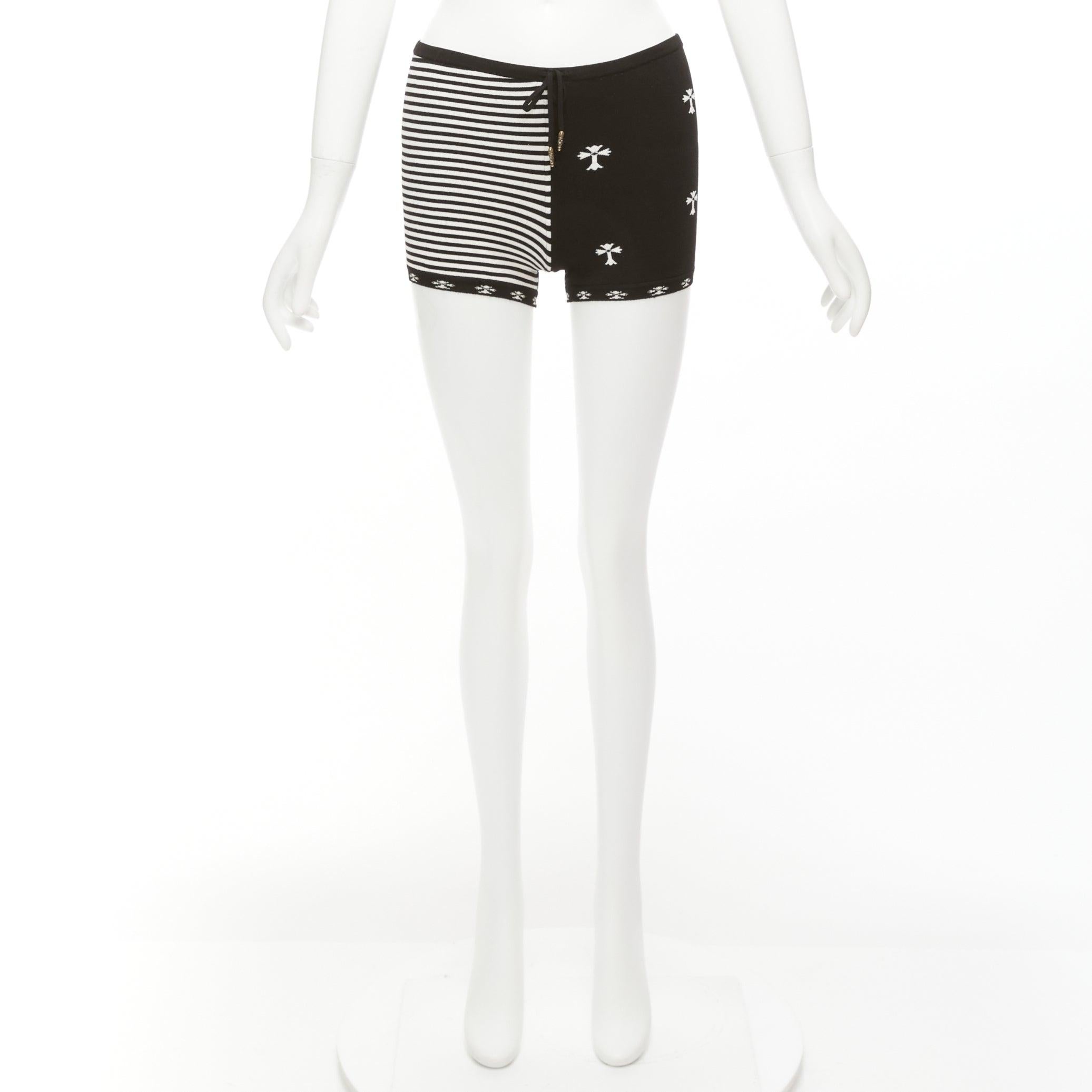 CHROME HEARTS black white cross silver bell knitted boy shorts XS 5