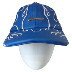 Casquette en cuir bleu « Flame » de Chrome Hearts