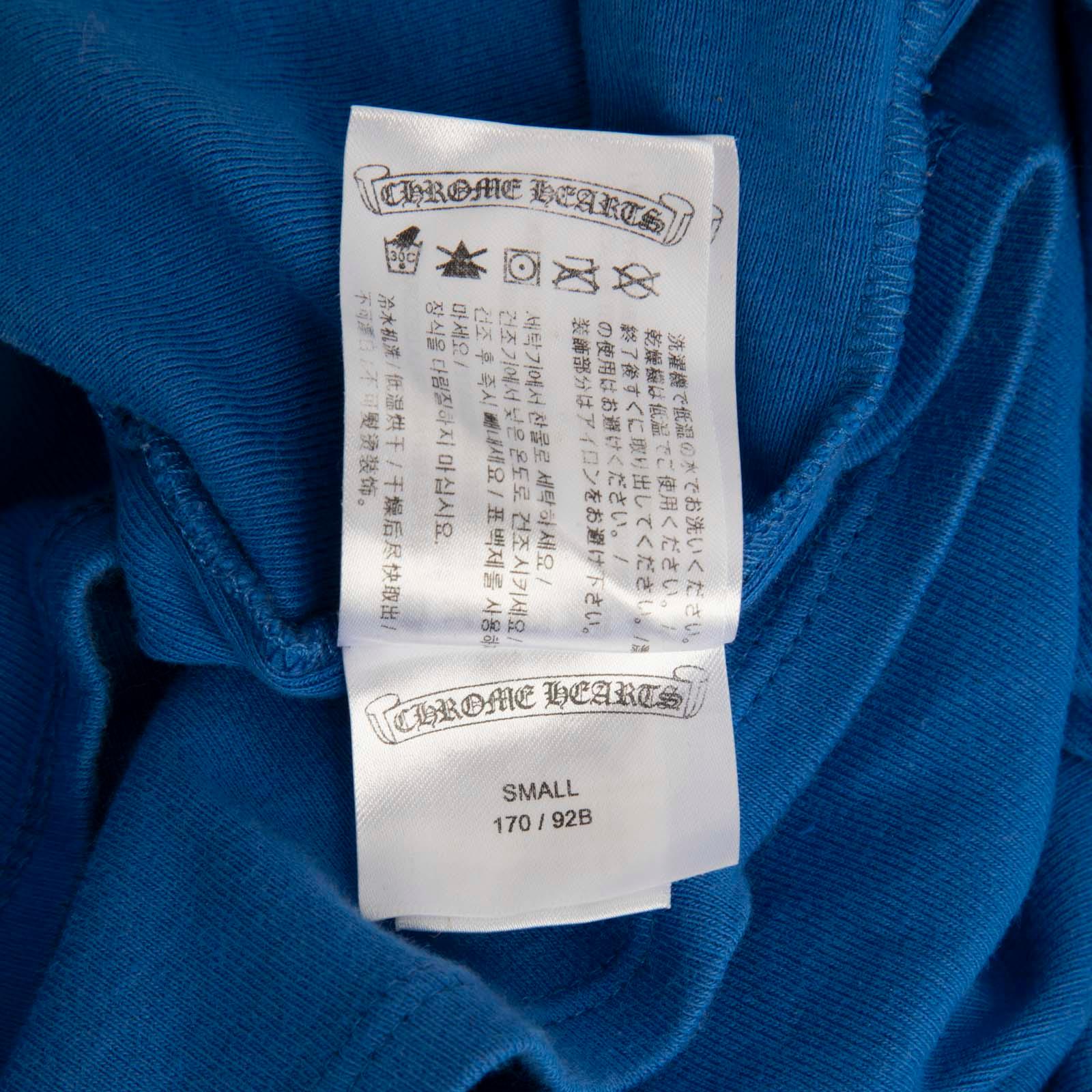 Camiseta azul con logotipo Chrome Hearts Talla S en venta 5