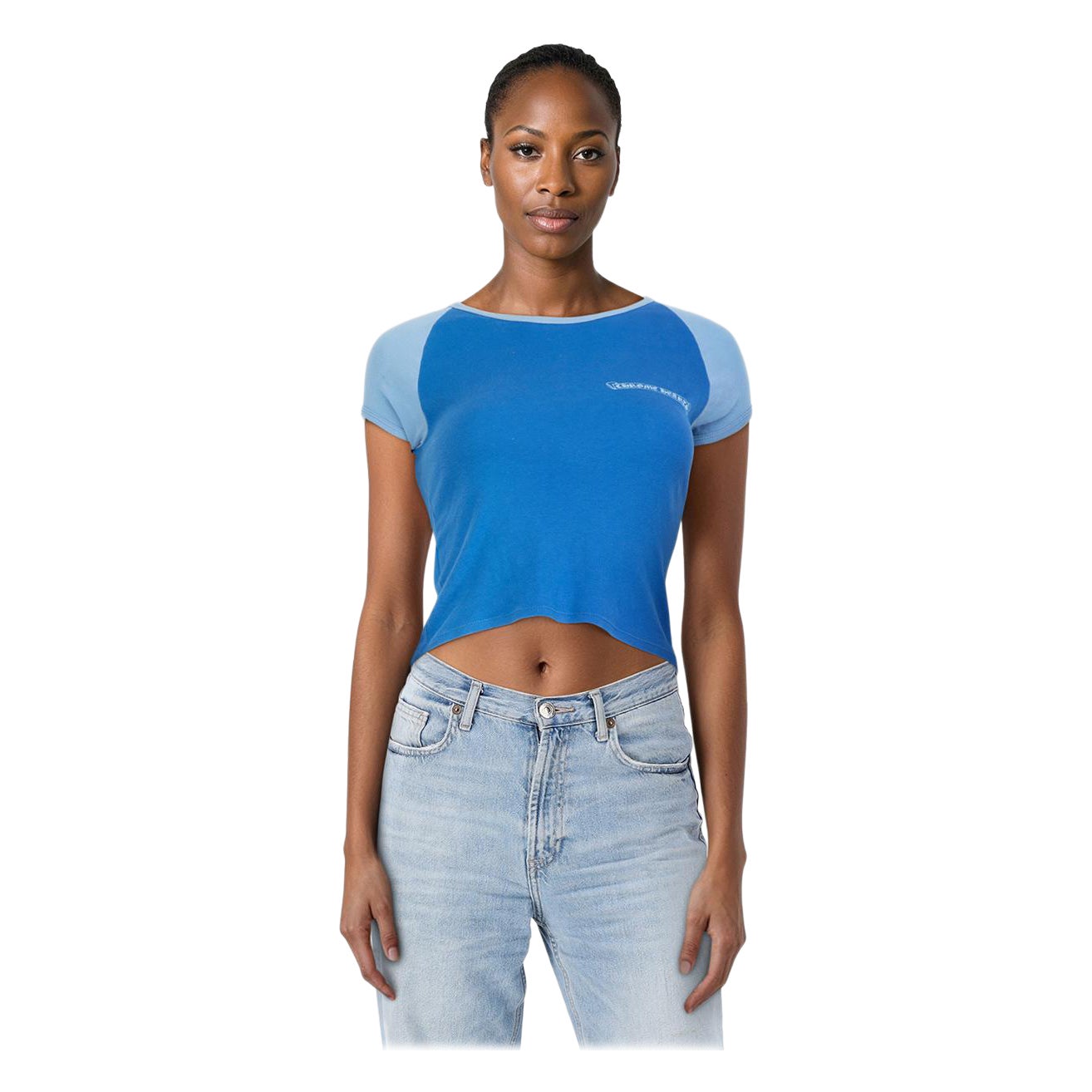 Camiseta azul con logotipo Chrome Hearts Talla S en venta