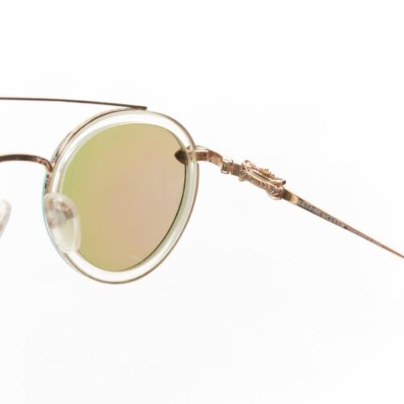 CHROME HEARTS Bo'jmir II Sonnenbrille mit reflektierenden grünen Gläsern und klarem Rahmen 5