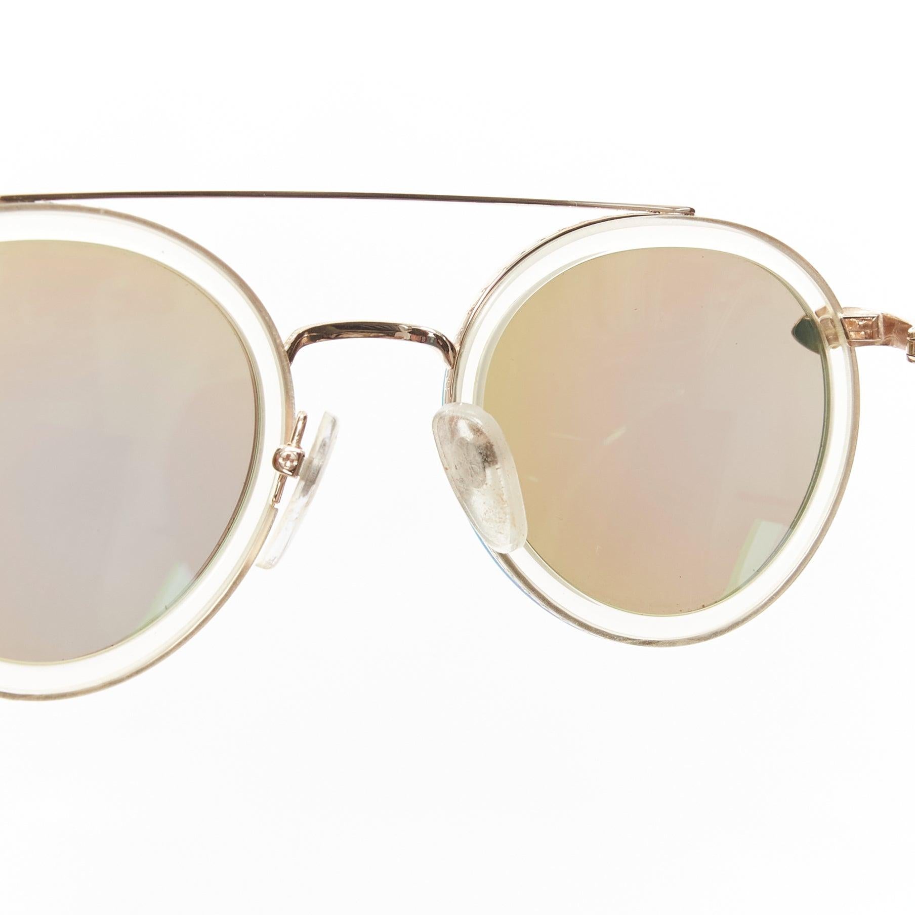 CHROME HEARTS Bo'jmir II reflective green lens clear frame sunglasses For Sale 5