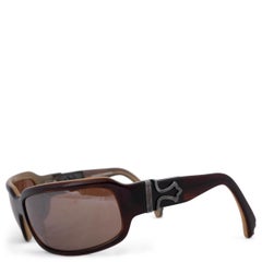 CHROME HEARTS brown beige acetate FIX I ALBR Rectangular Sunglasses