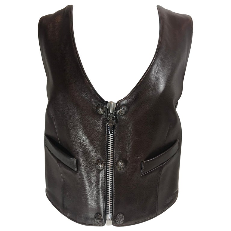 Chrome Hearts Brown Leather Vest For Sale at 1stDibs chrome hearts leather vest