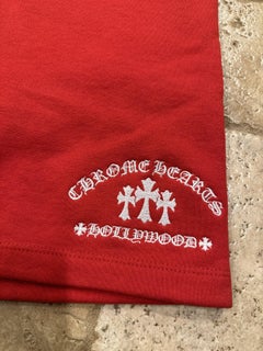 Chrome Hearts Cemetery Three Cross Logo Embroidered Red Shorts