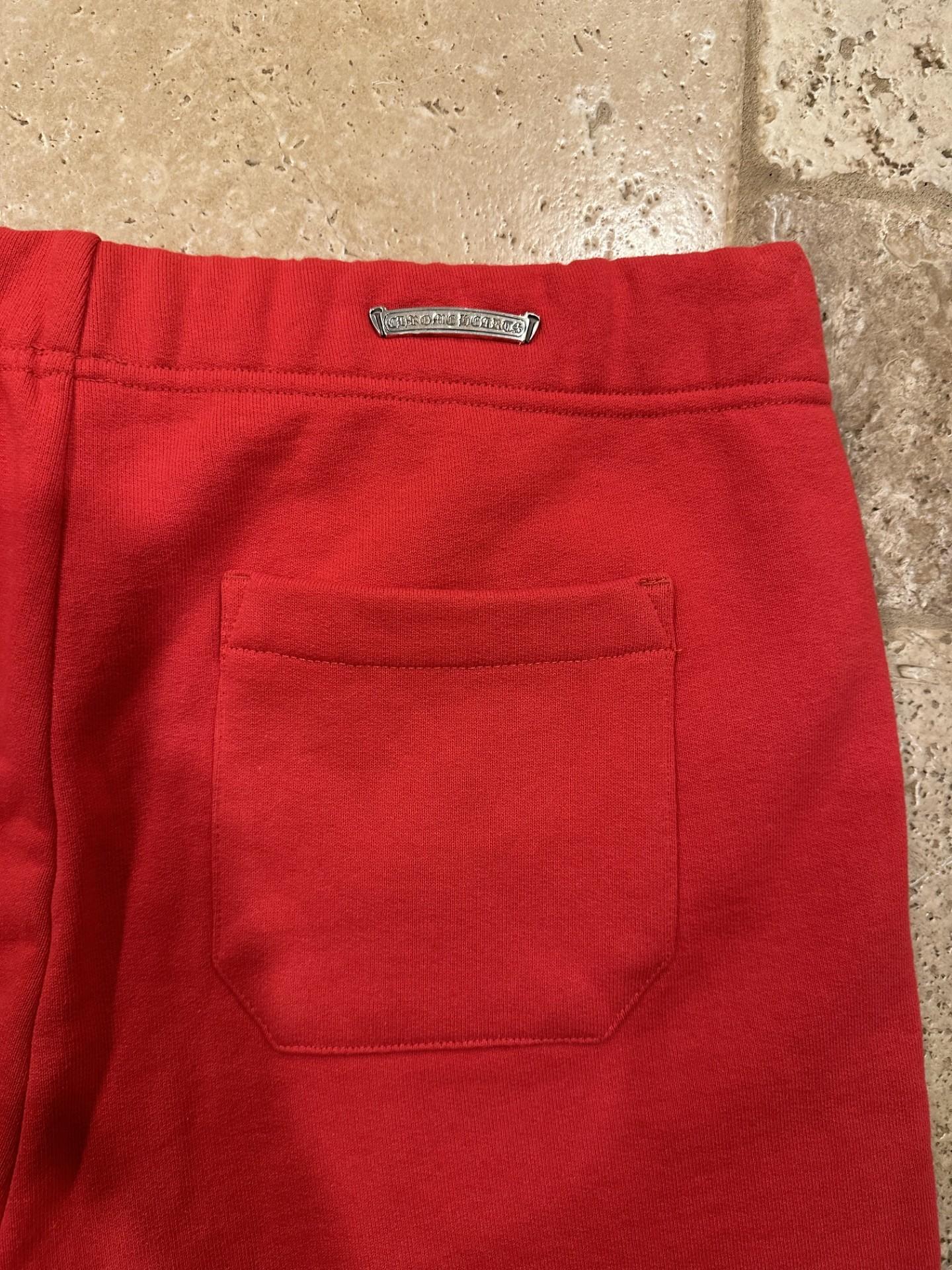 Chrome Hearts Cemetery Three Cross Logo Embroidered Red Shorts For Sale 1