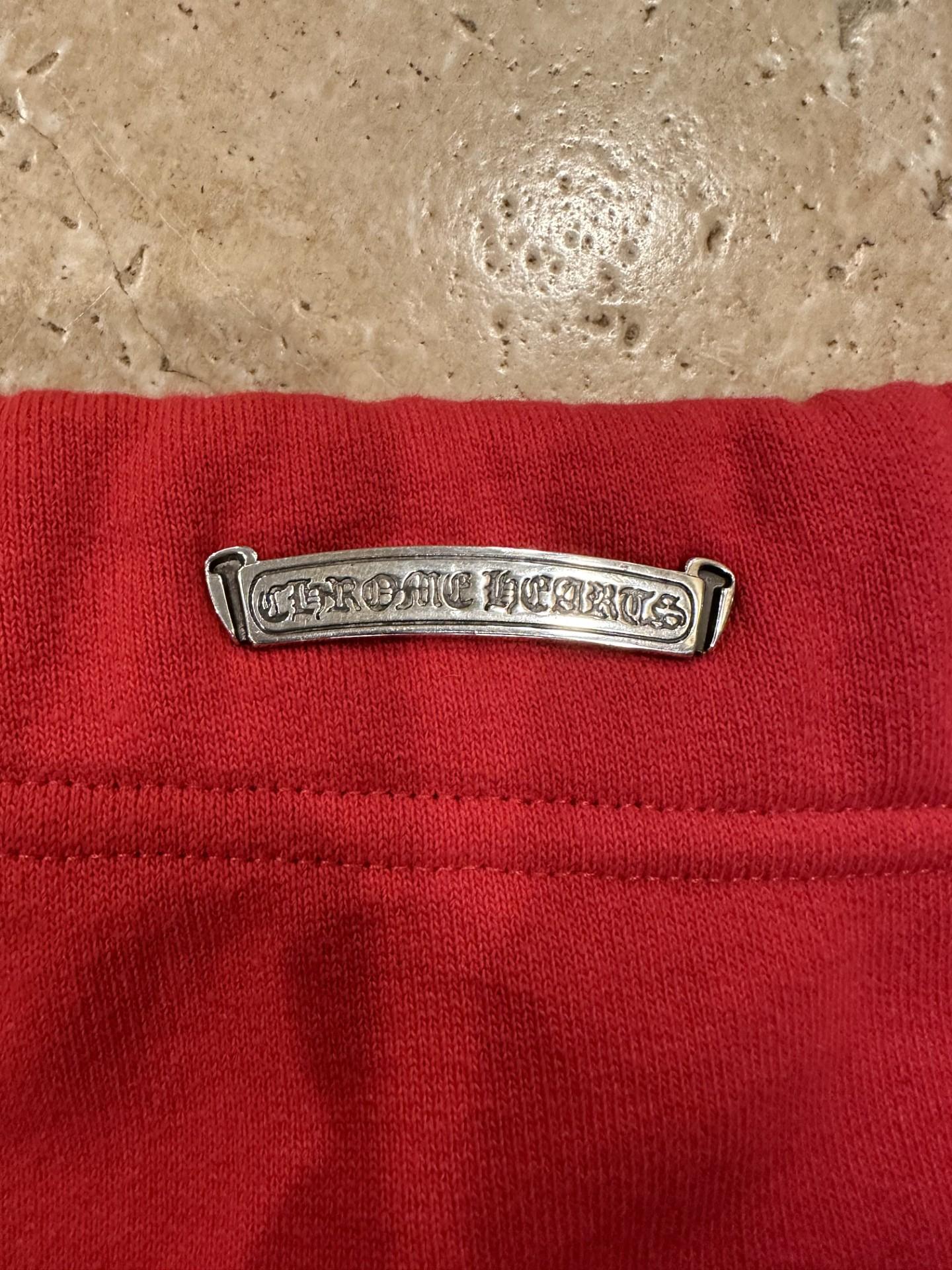 Chrome Hearts Cemetery Three Cross Logo Embroidered Red Shorts For Sale 3
