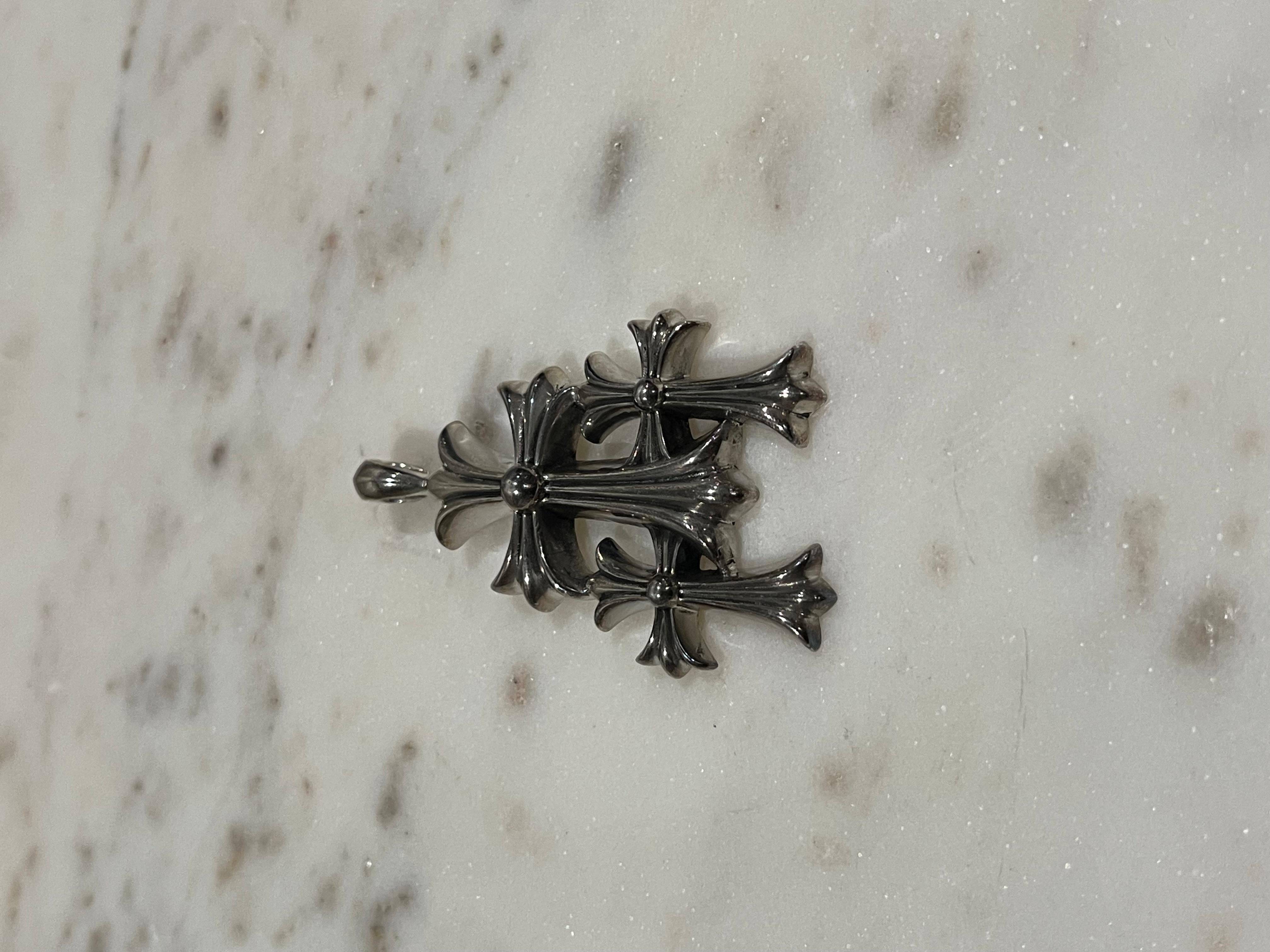 Chrome Hearts Cemetery Three Cross Silver Pendant In Excellent Condition In Bear, DE