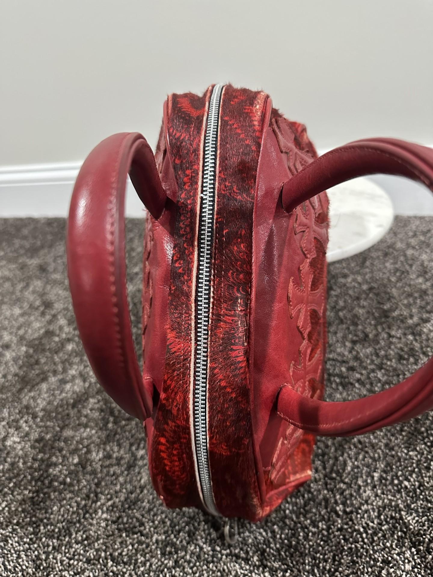 Chrome Hearts Cemetry Leather Cross Red Pony Hair Gym Bag For Sale 8